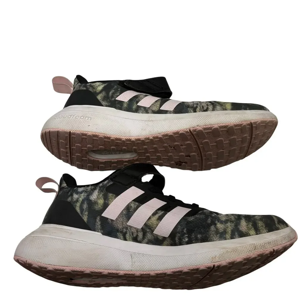 adidas Size 2 Green Camo Athletic Sneakers Lightweight Breathable Mesh Shoes